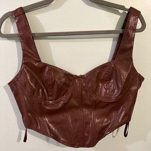 Chocolate Brown Crop Top with Corset Detail